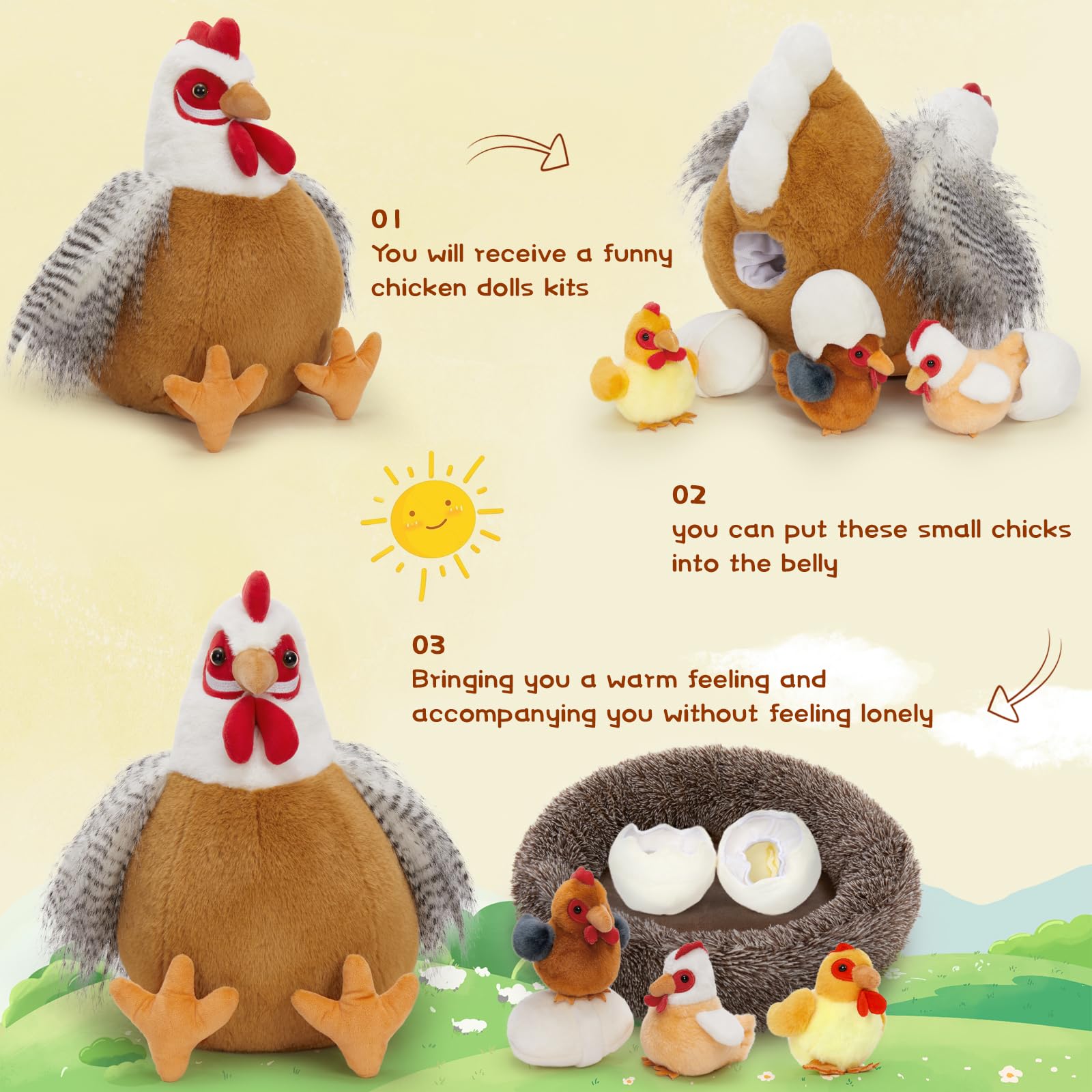 Beniny chicks-snuggle-close plush enhances gentle play and comforting hugs.