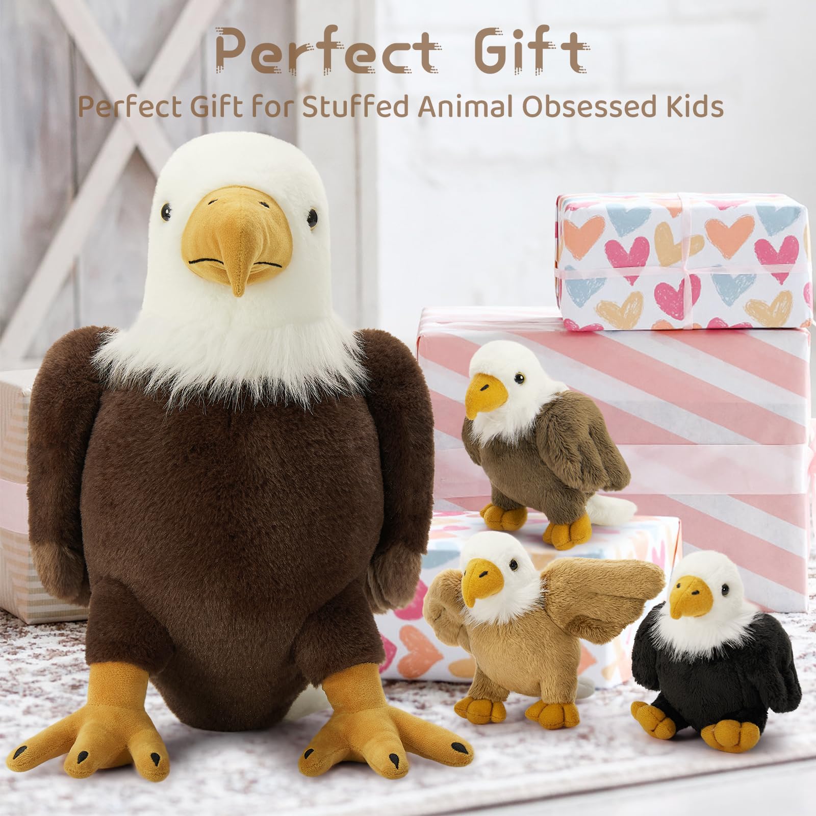 BENINY Baby Eagle Plush close-up showing soft fur and lifelike features.