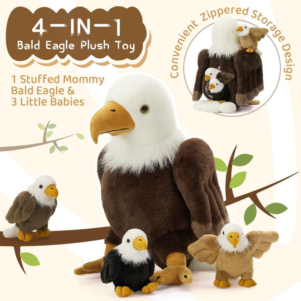 BENINY 4-piece eagle plush bundle designed for easy storage and travel.