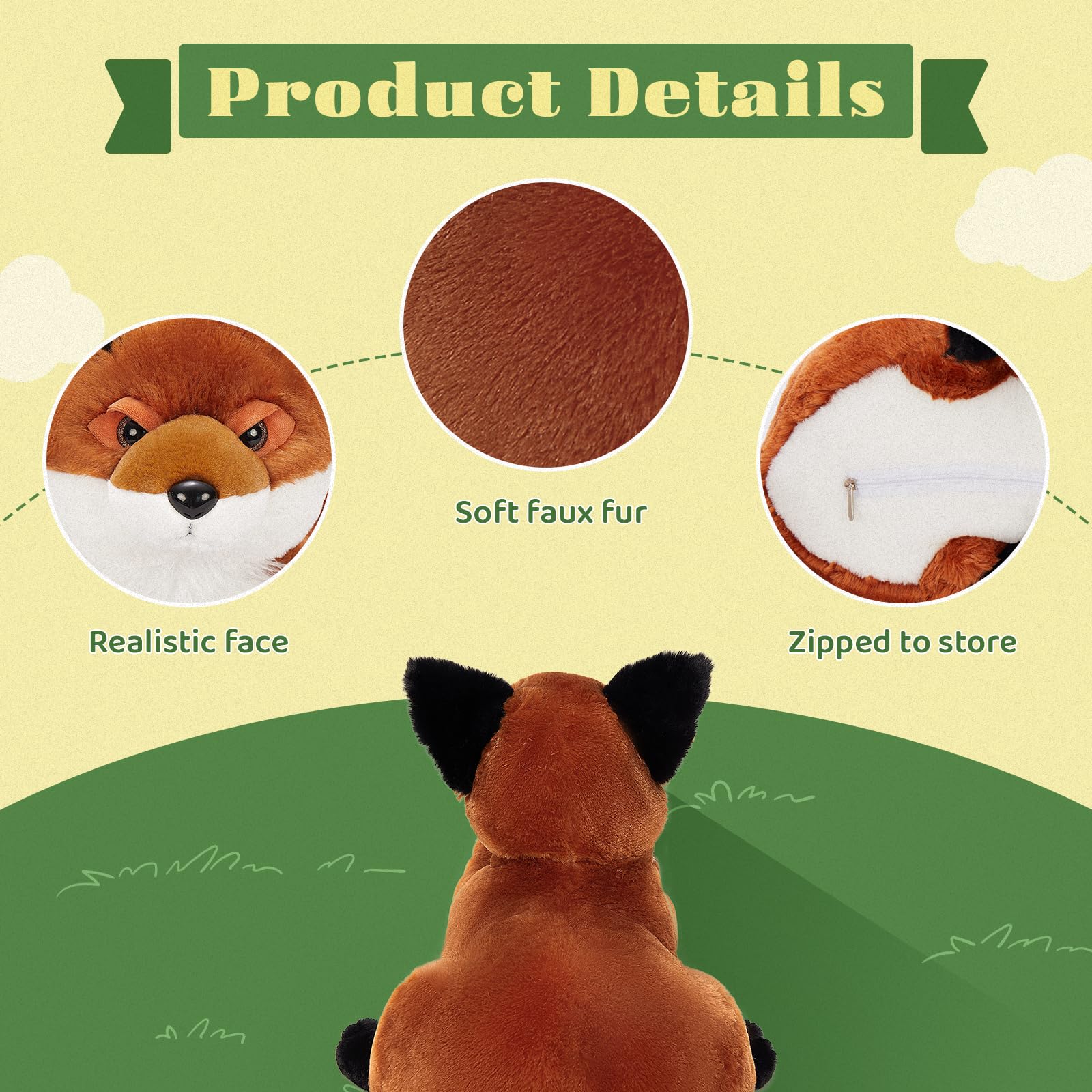 BENINY fox plush face with realistic details enhances imaginative storytelling