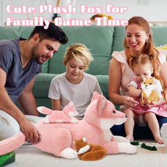 BENINY travel-friendly fox plush shown with belongings for on-the-go comfort