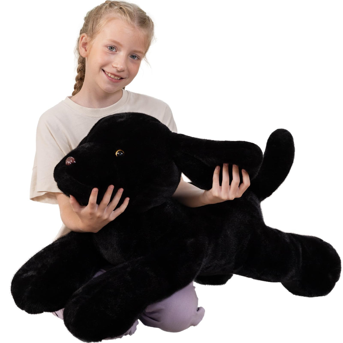 BENINY Giant Black Lab plush 31.5 inch, a cuddle-worthy companion for kids.
