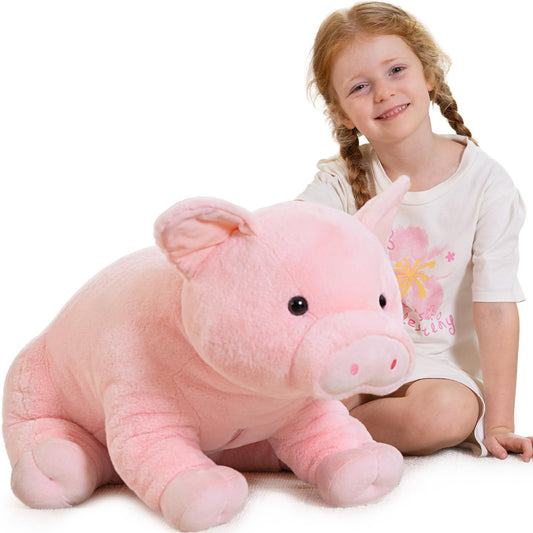 BENINY Giant Pink Pig plush 30in front view for cozy hugs and play