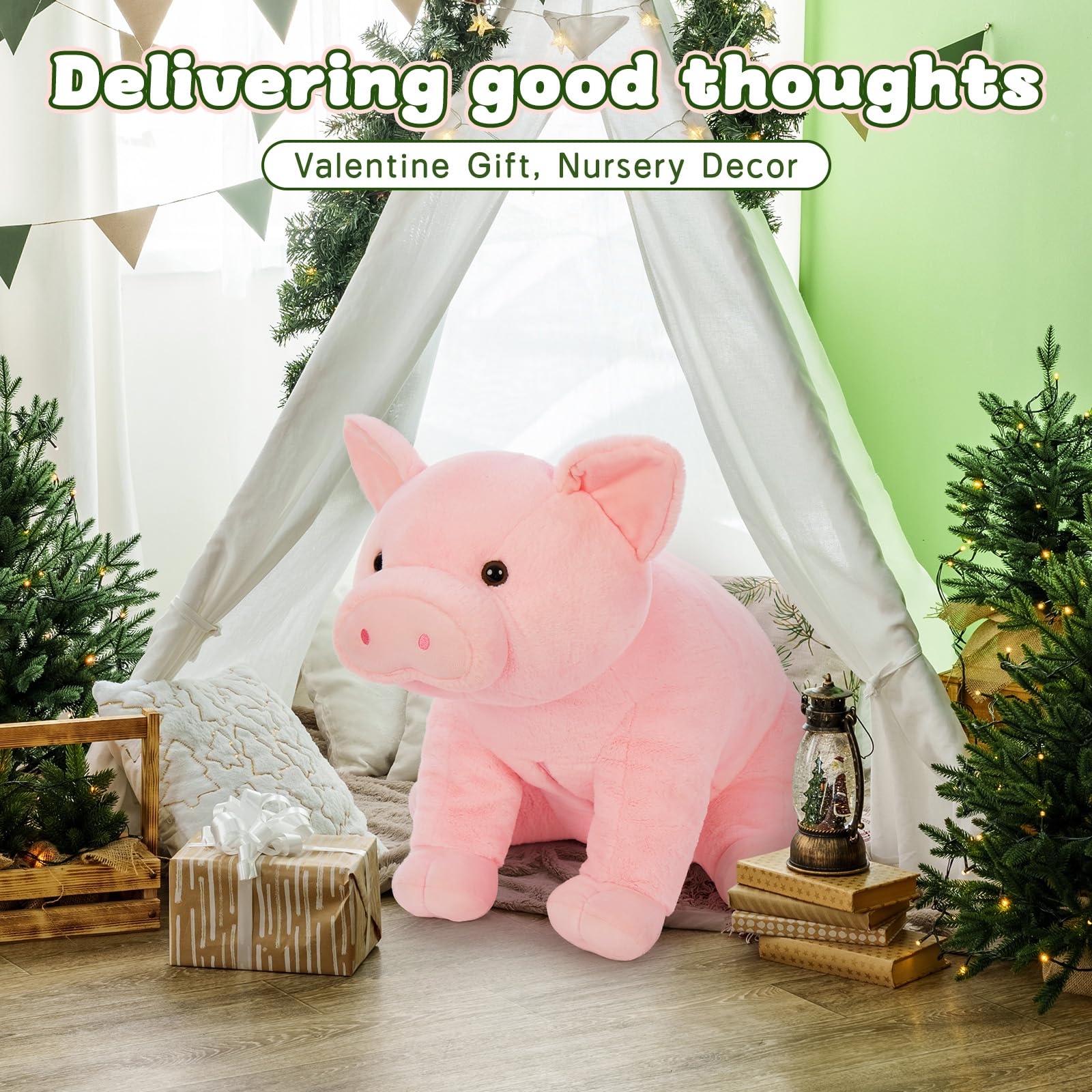 BENINY Giant Pink Pig plush features durable stitching for long-lasting hugs