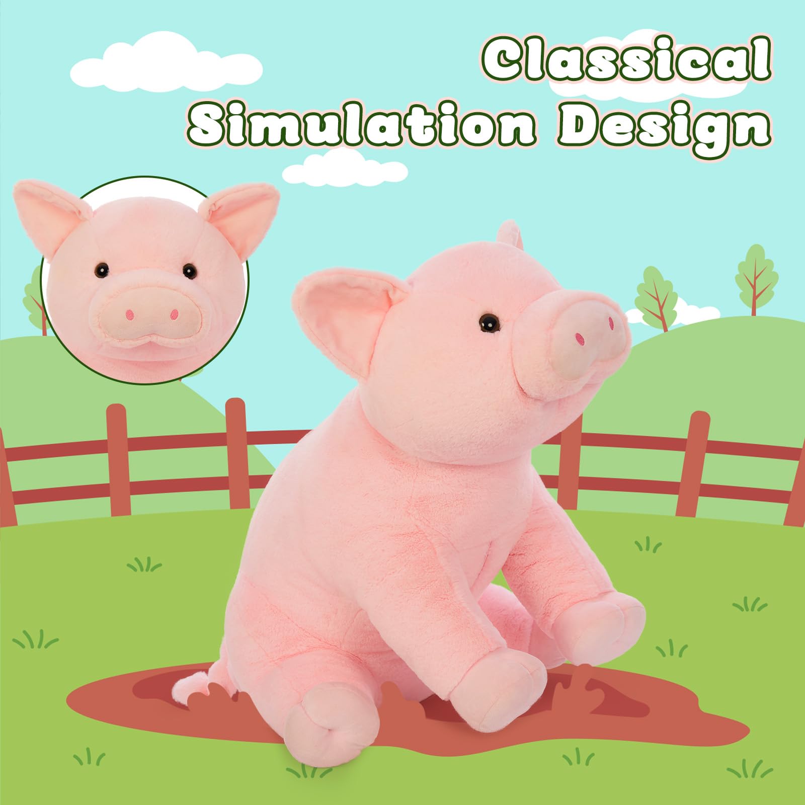 BENINY Giant Pink Pig plush in gift-ready scene, perfect for celebrations
