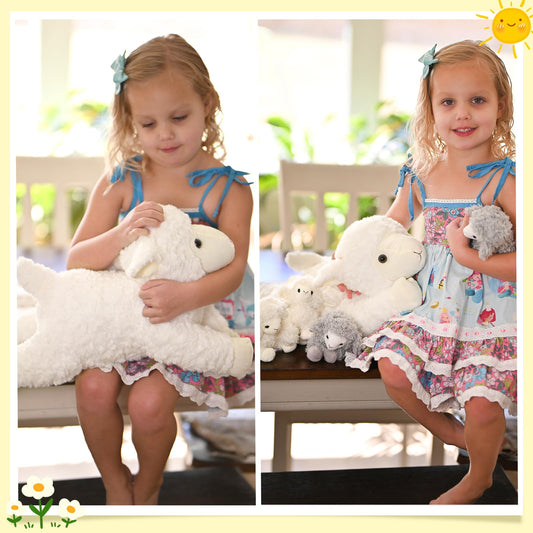 BENINY baby lambs tucked in tummy, soft toy set for imaginative play.