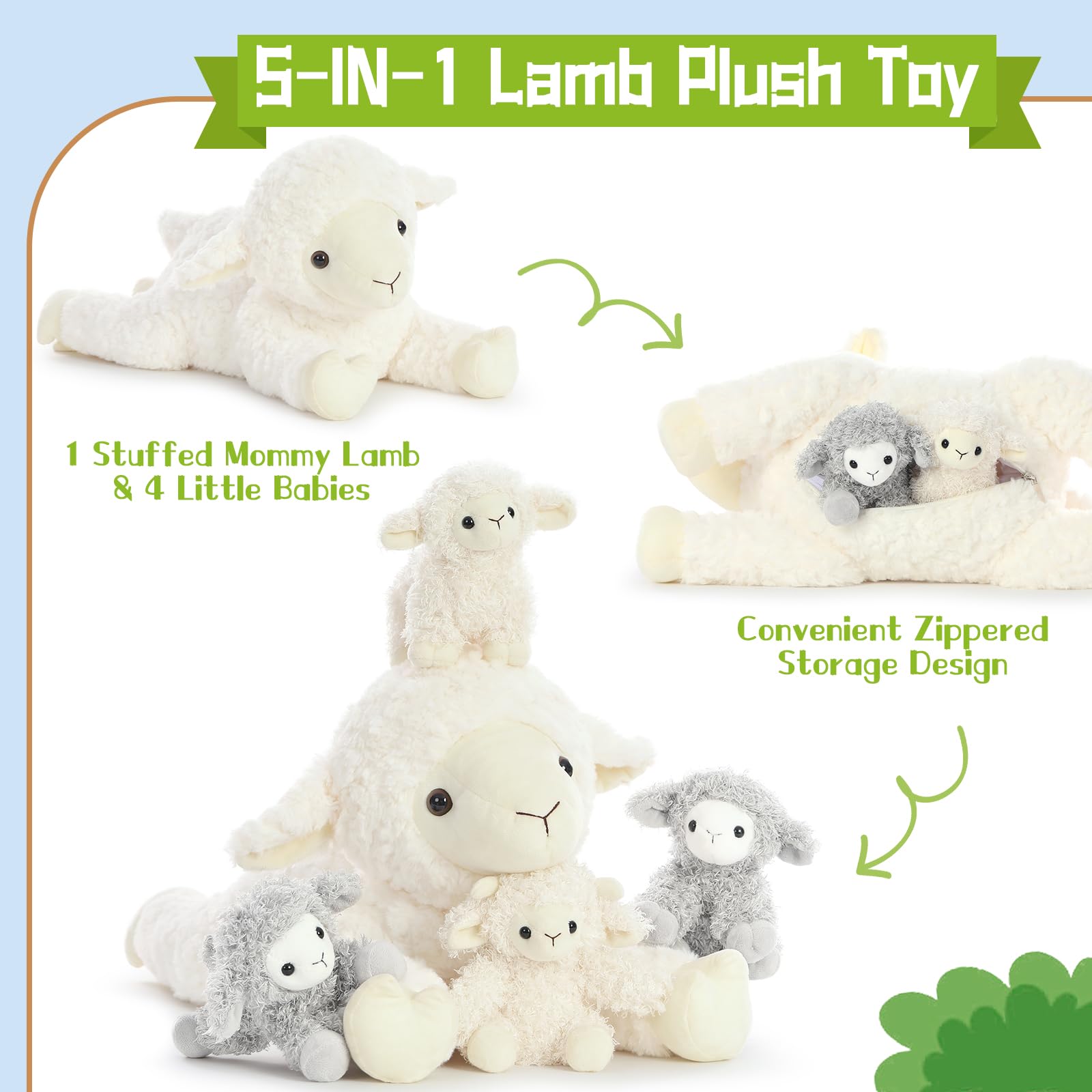 BENINY baby lamb close-up, plush fur for gentle hugs.