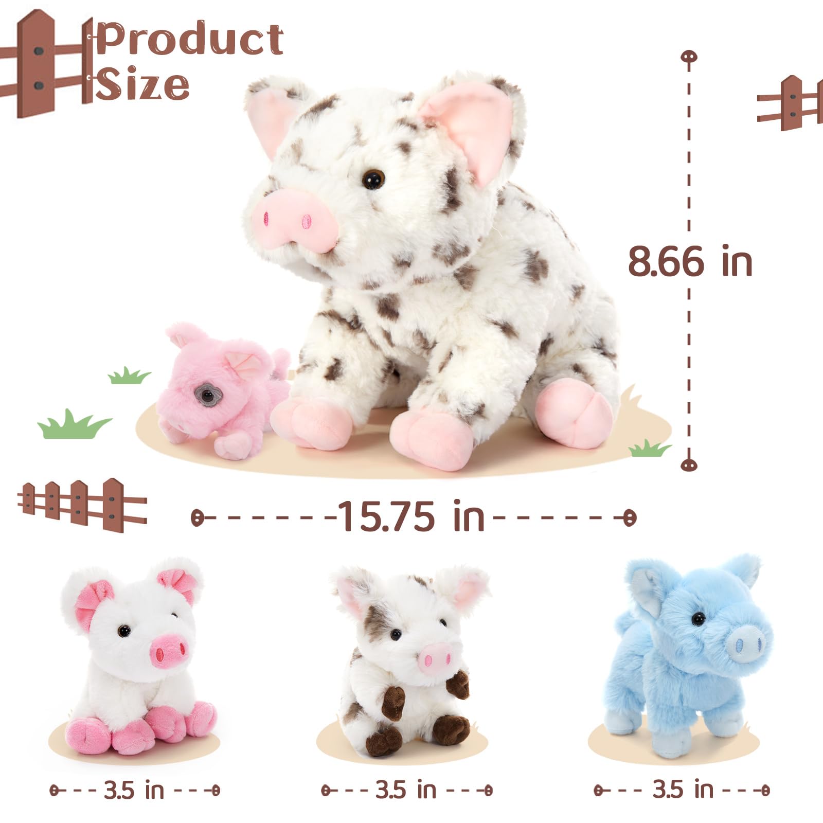 BENINY pig stuffed animal 16-inch soft plush fabric feels cloud-like for comforting naps.