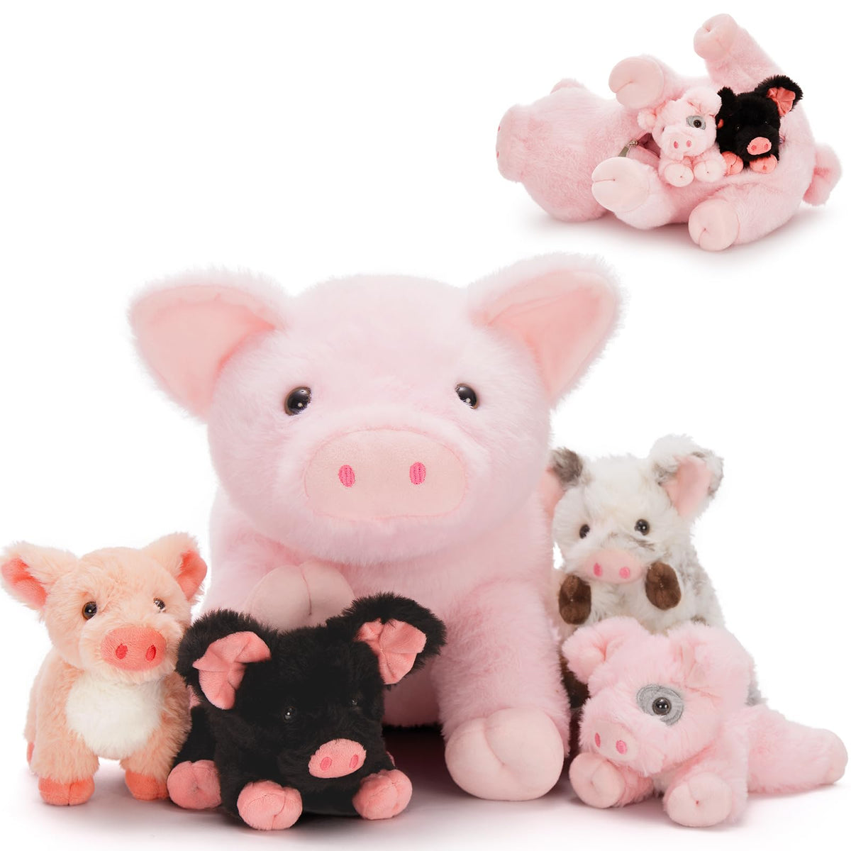 BENINY pig stuffed animal mama pink 16 inch, plush cuddle partner for kids.