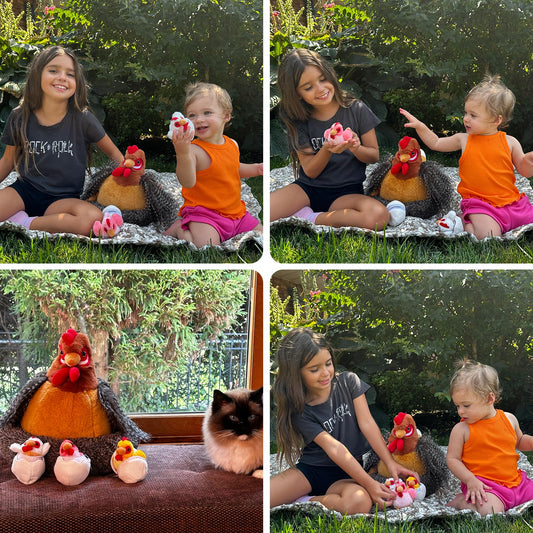 BENINY plush chicken coop with chicks for imaginative play and room display