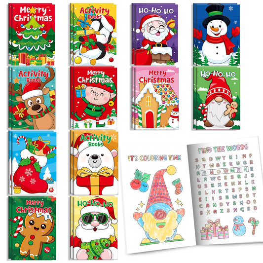 BenLouis 24 pack Christmas mini activity books cover for portable holiday fun