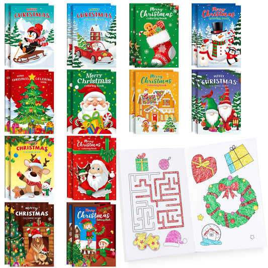 BenLouis Christmas mini coloring books 24-pack in festive packaging, ideal for gifting.