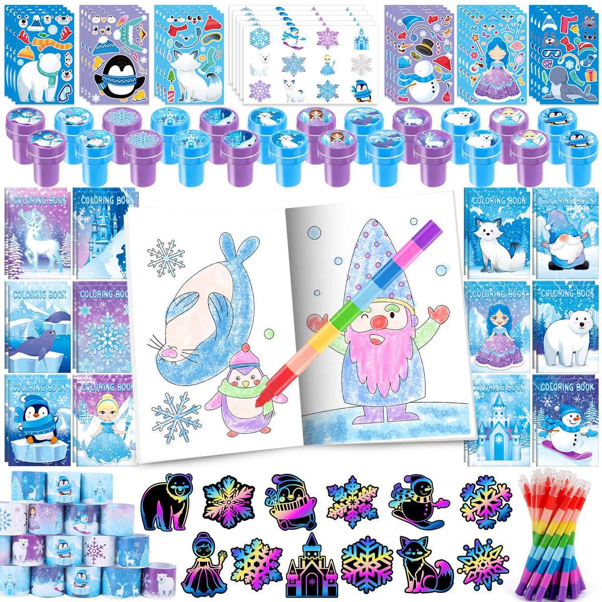 BenLouis Frozen snowflake coloring book for kids, ideal classroom activity and party favors