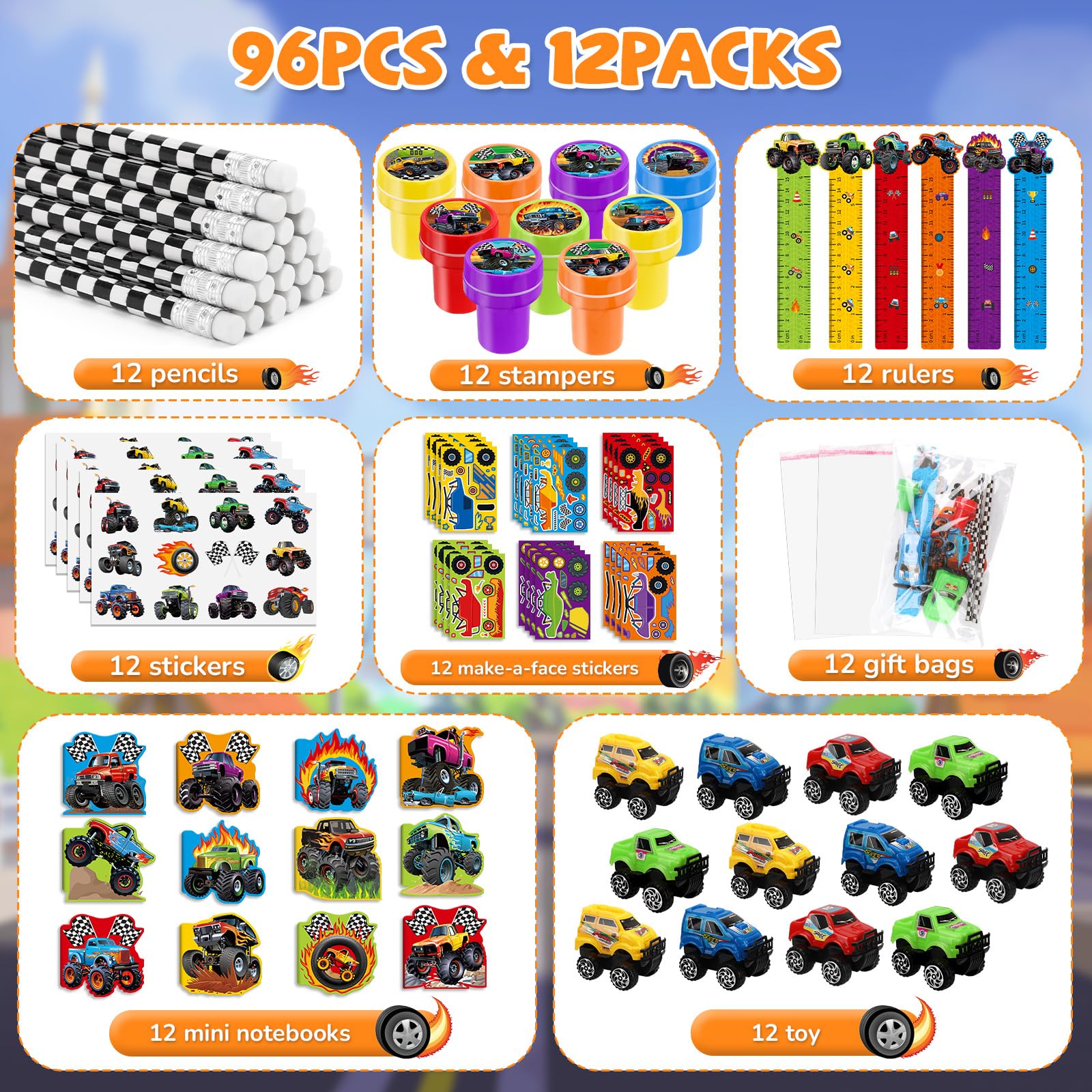 BenLouis monster truck toys provide compact play at kids parties