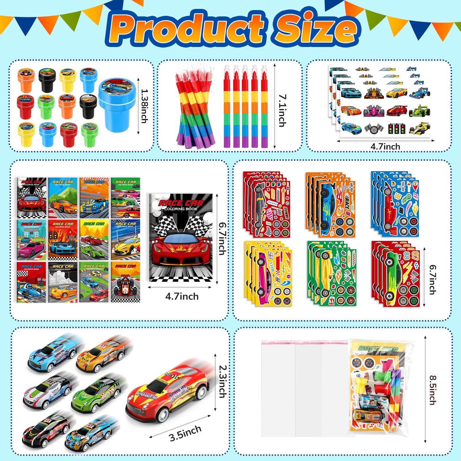 BenLouis race car stamps inspire playful crafting for party activities.