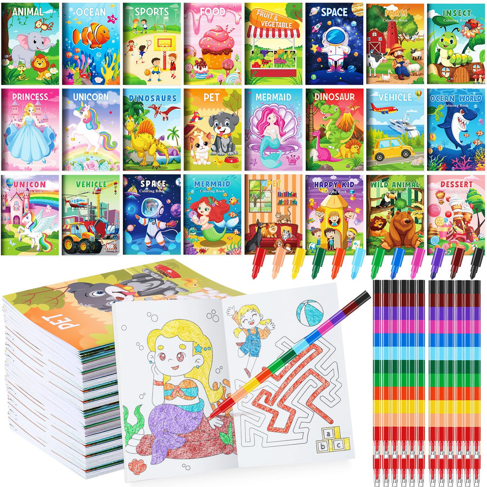 BenLouis stacking crayons set with mini coloring books for travel-friendly activities.