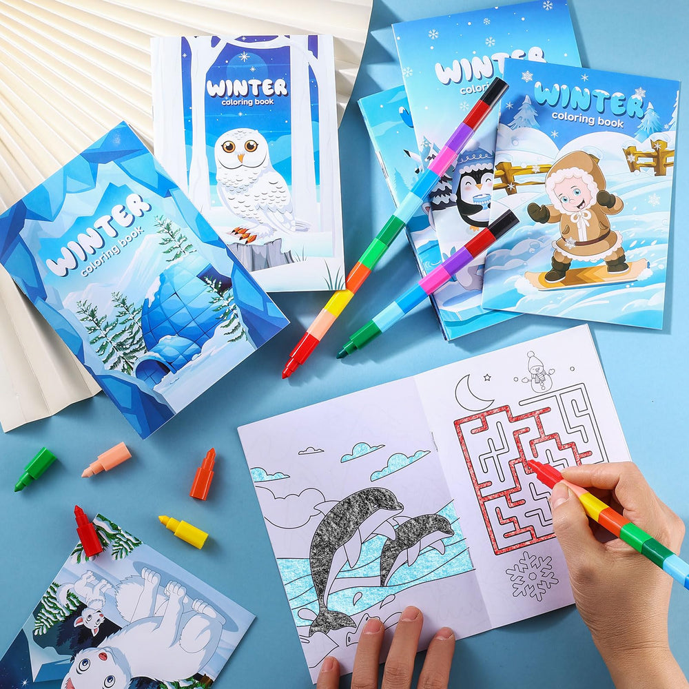 BenLouis winter mini coloring book, size 6.7x4.7 inches, easy for small hands.