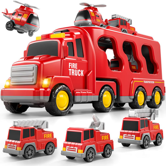 Bennol 5-in-1 fire trucks transport truck toy promotes imaginative play for toddlers.