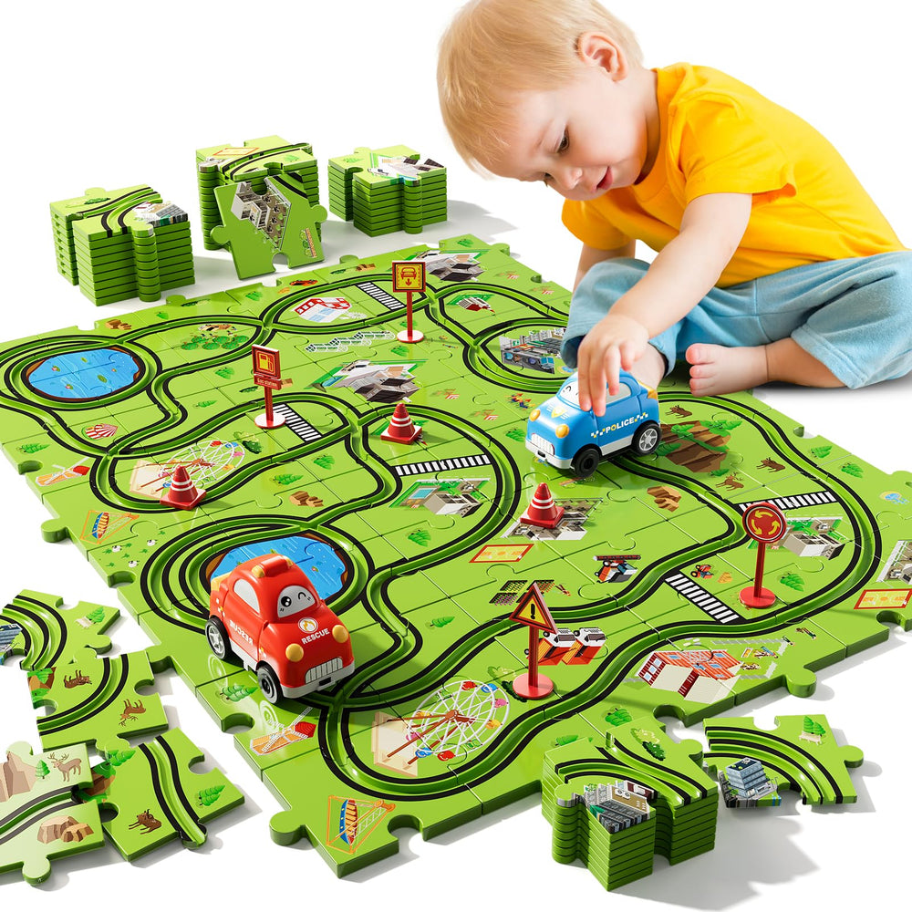Bennol toddler puzzle track set main view for creative car adventures.