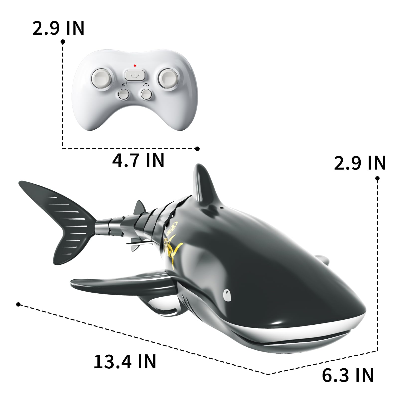Bennol 1:18 scale RC fish with safe design and durable shell.