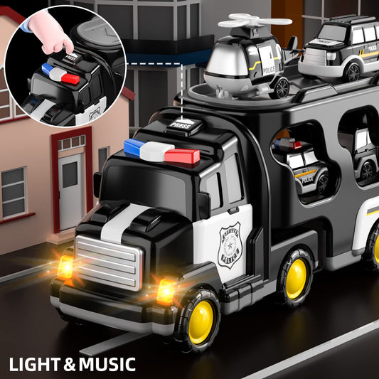 Bennol Police Truck with four mini police cars for organized play.