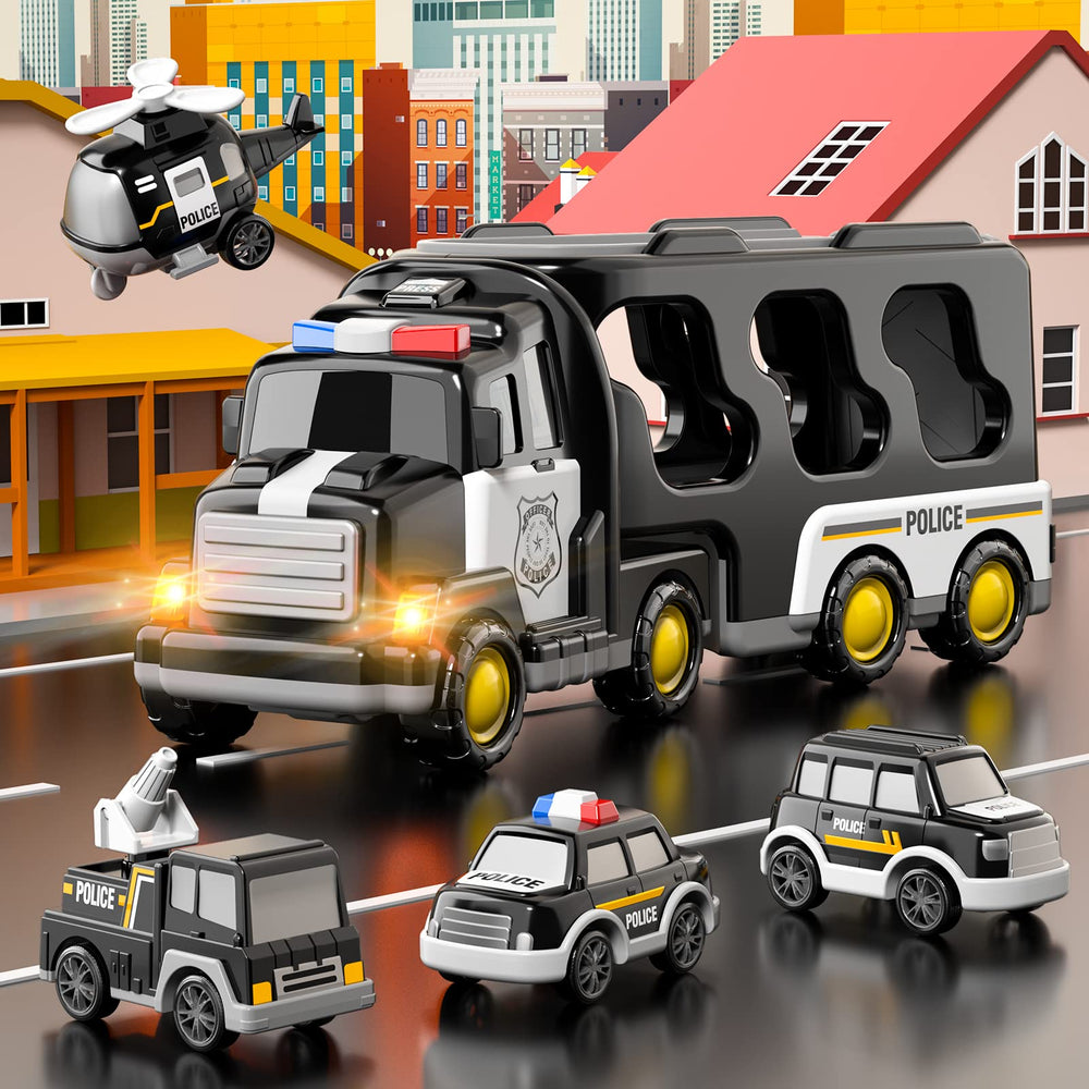 Bennol Police Truck features accessible battery compartment for simple setup.