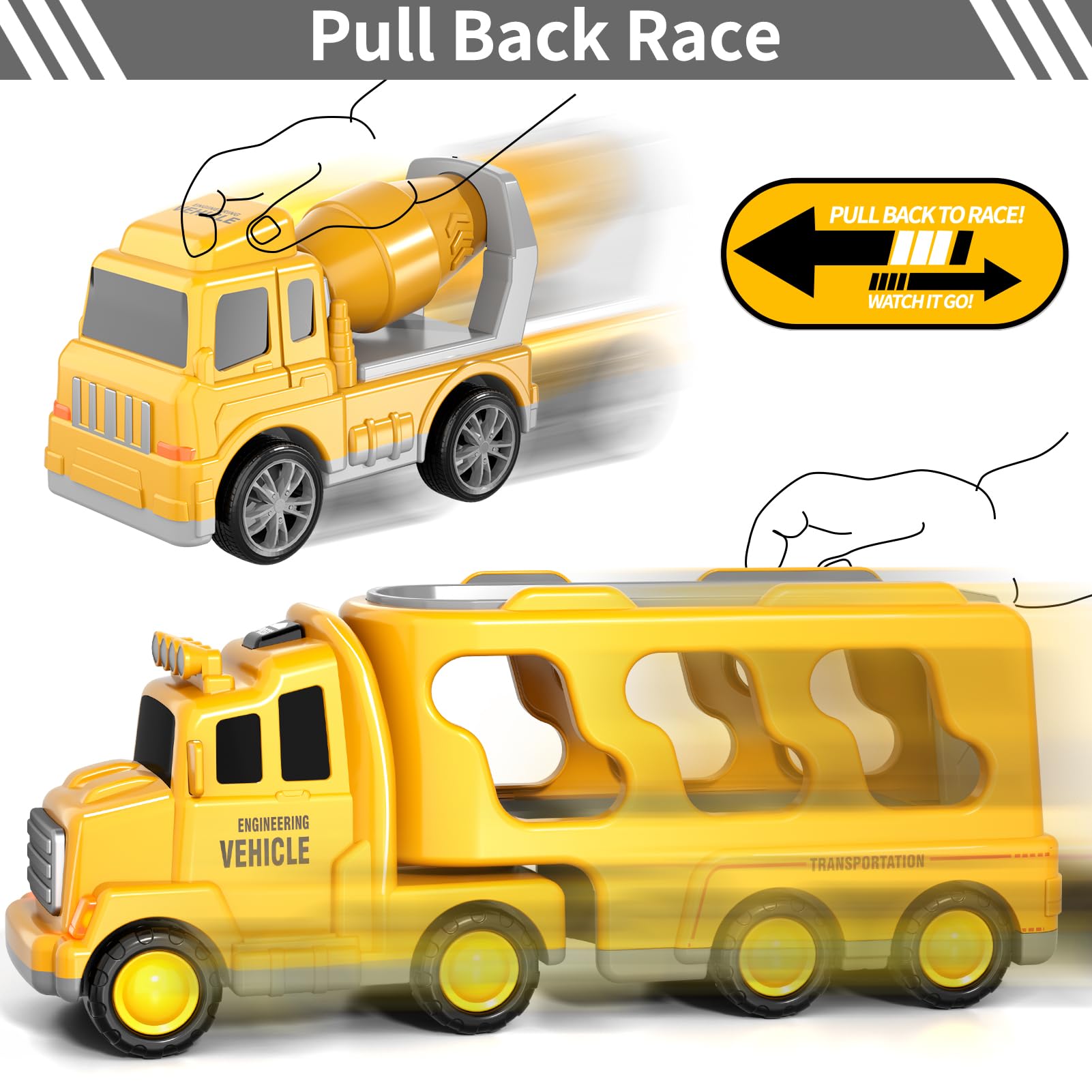 Bennol rotating cab design encourages turns and obstacle avoidance during play.