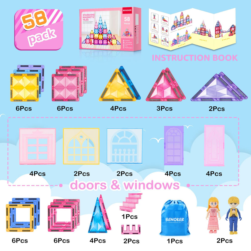 BENOKER Pink Castle tiles family play setup for screen-free fun
