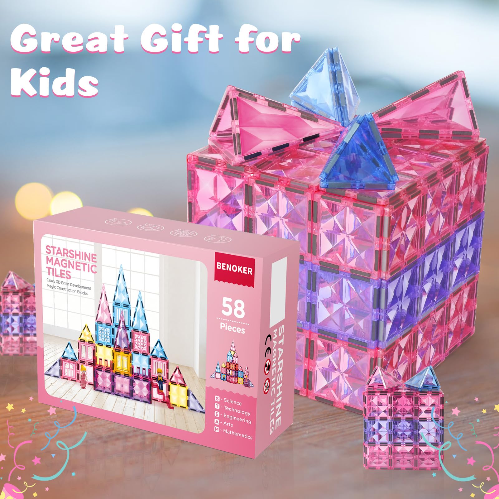 BENOKER Pink Castle tiles gift packaging ready for gifting
