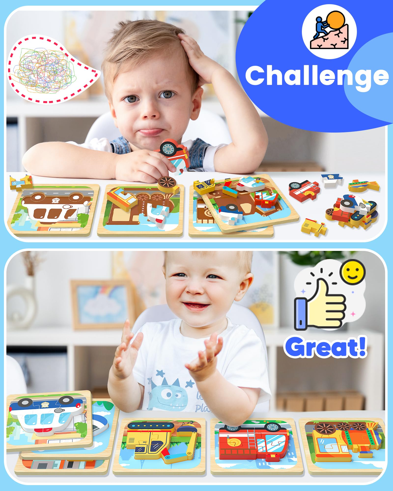 Benresive wooden puzzle in bright colors to aid color recognition