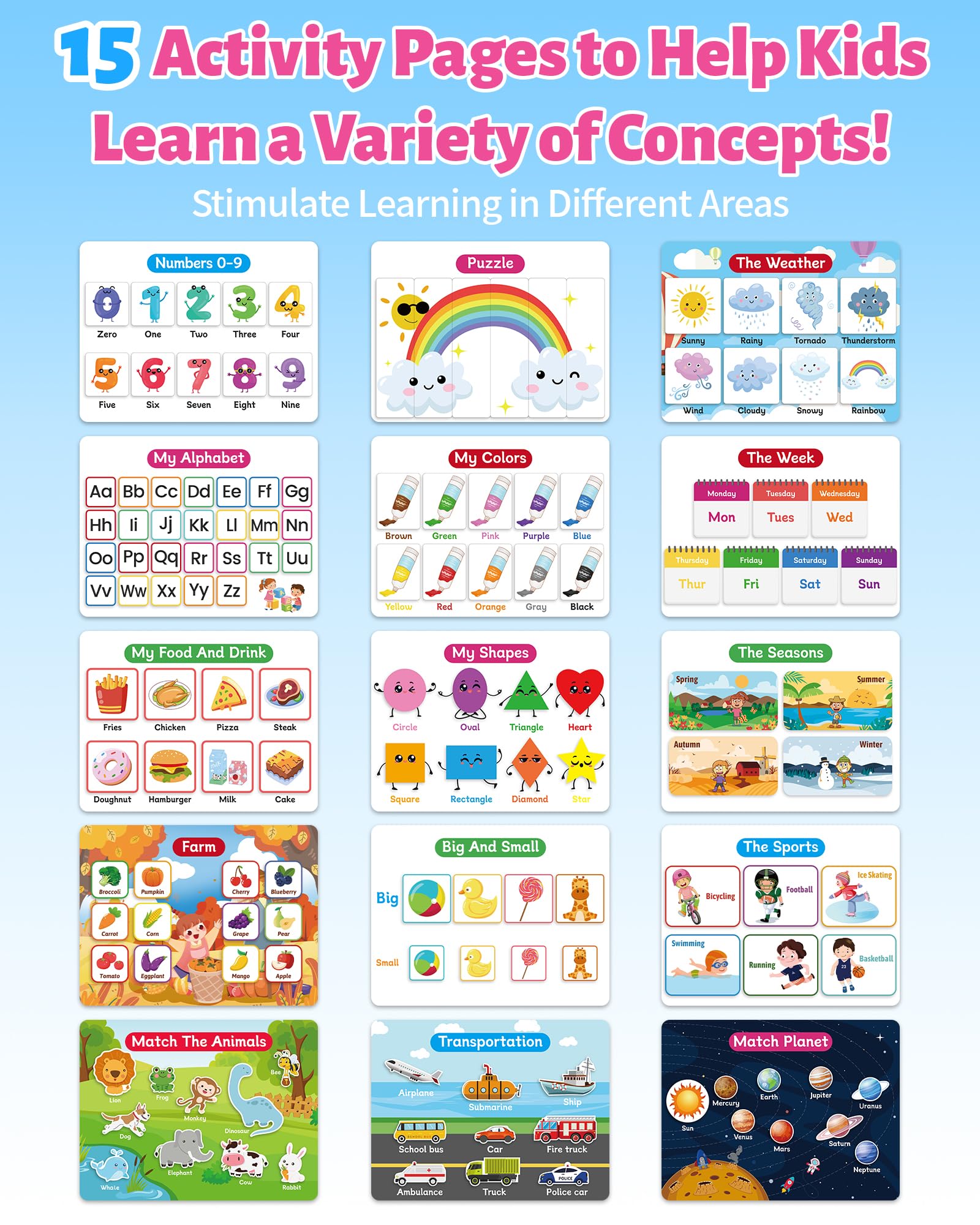 Benresive Busy Book travel design supports quiet activities in car or plane.