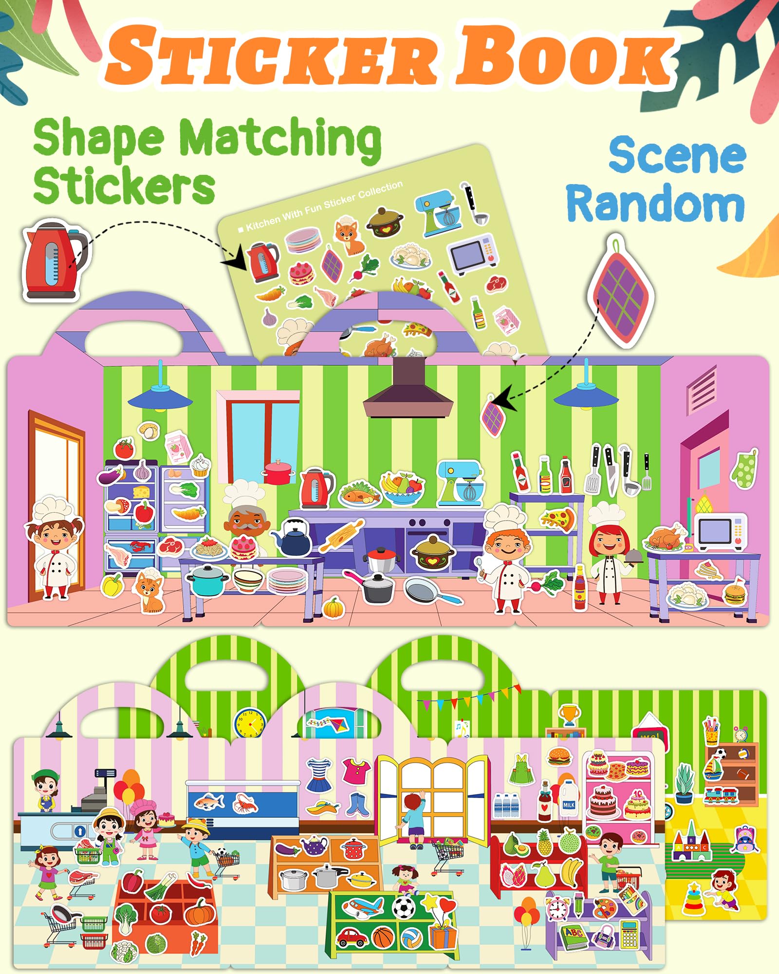 Benresive supermarket theme sticker book to spark pretend shopping and counting.
