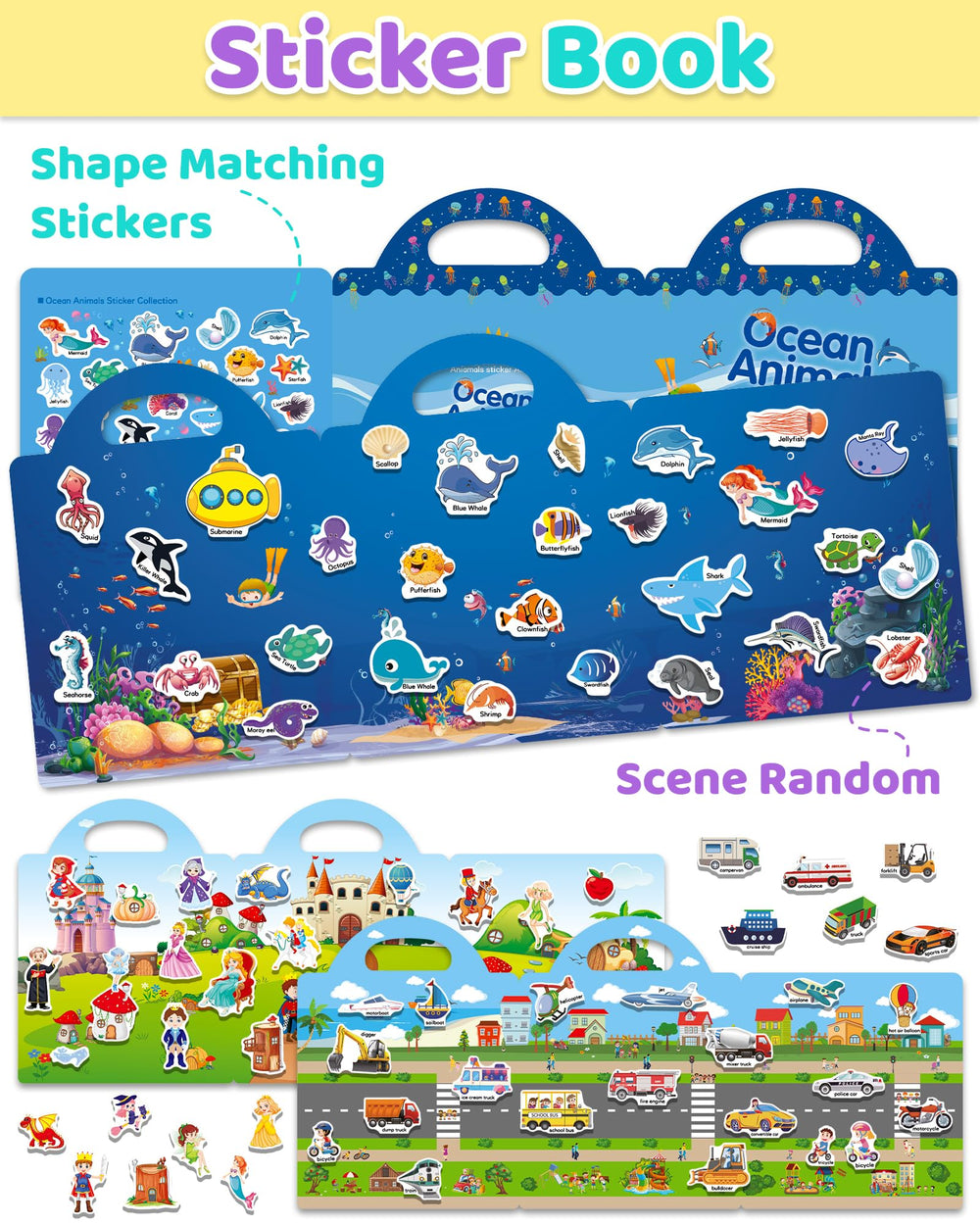 Benresive Vehicle Sticker Book with bold designs for windows and bottles.