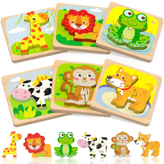 Benresive wooden toddler puzzle giraffe helps color and shape recognition during play
