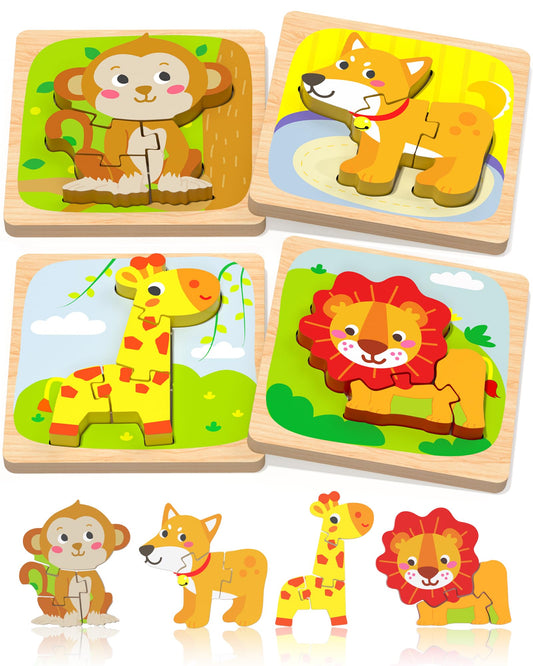 Benresive wooden giraffe puzzle piece enhances color recognition and fine motor skills.