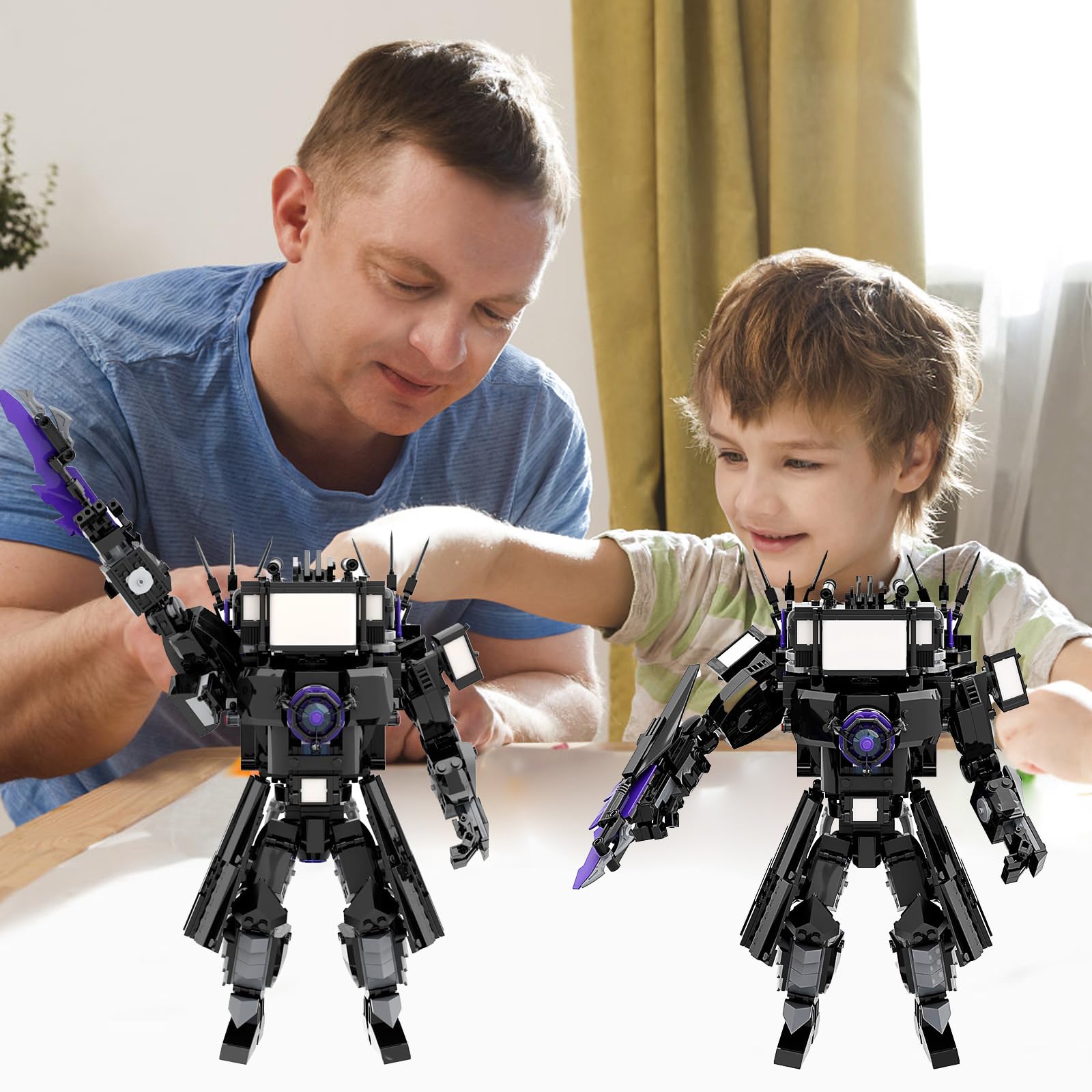 Bentex tv man figure display with 857 pieces for a challenging build
