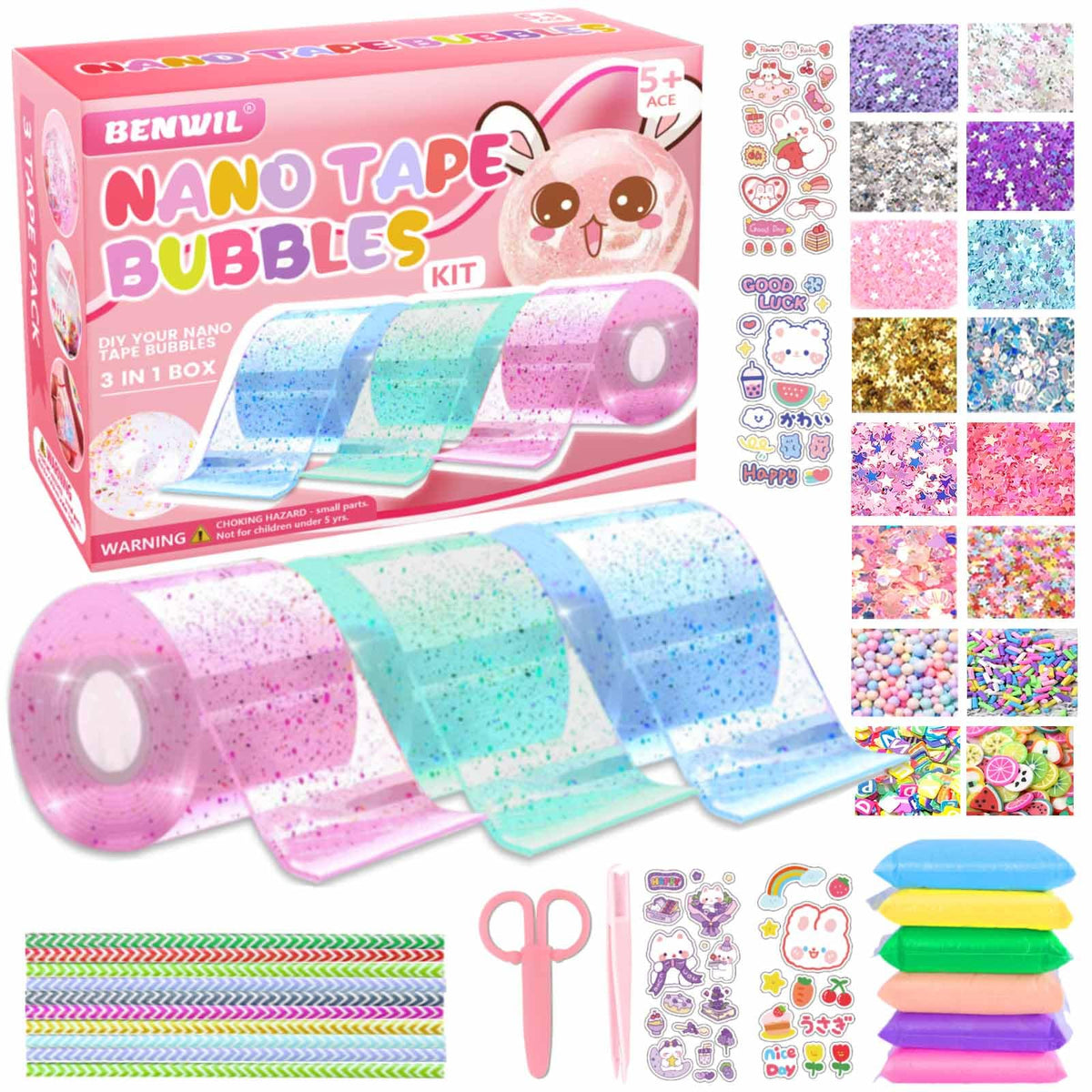 BENWIL Nano Tape Bubble Kit close-up for creative play with colorful bubbles.
