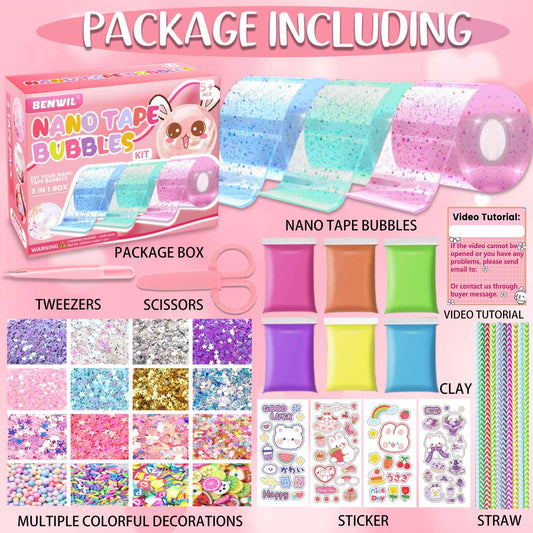 BENWIL Nano Tape Bubble Kit sequins add sparkle for DIY bubble designs.