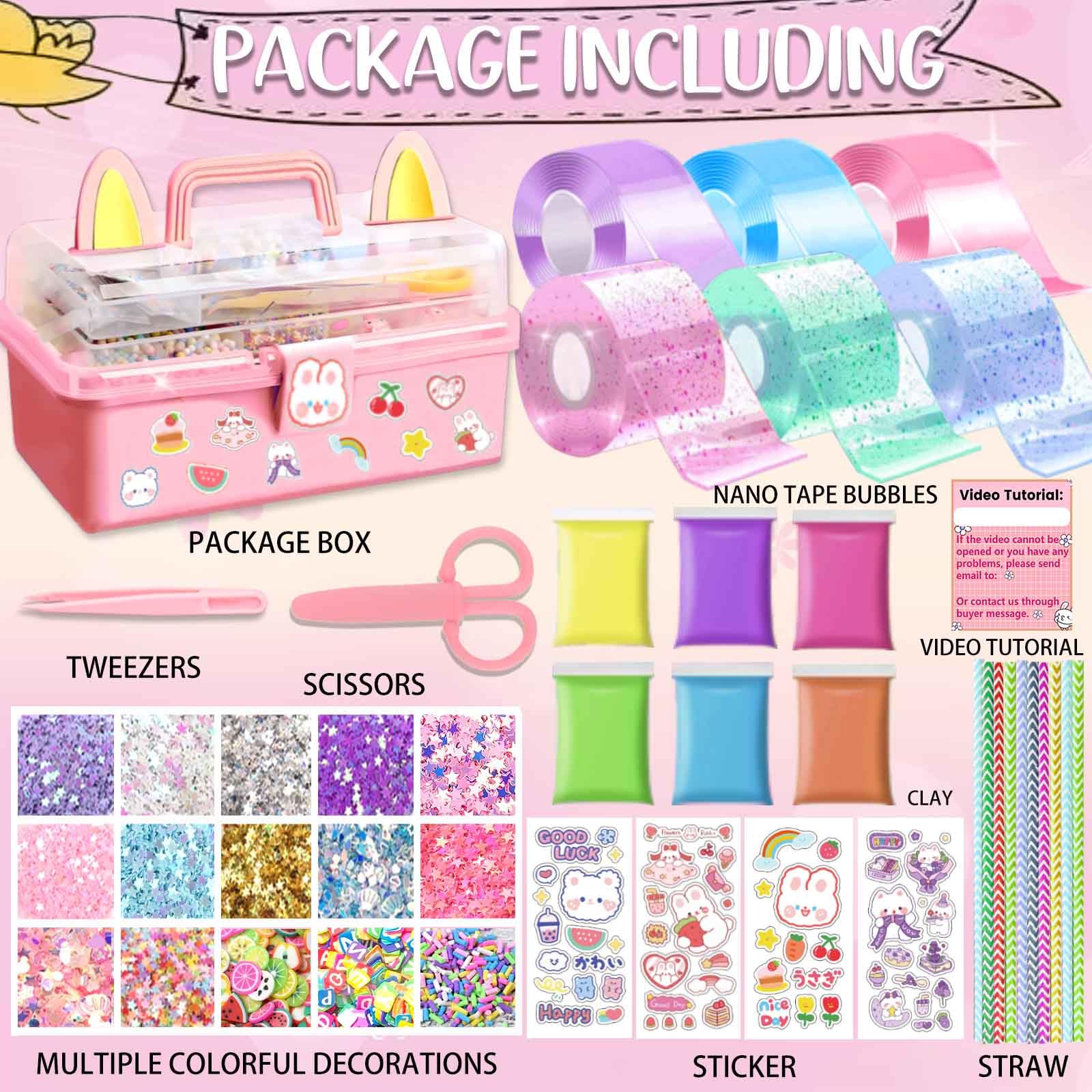 BENWIL Nano Tape Bubbles Kit contents with colorful fillers for DIY bubbles