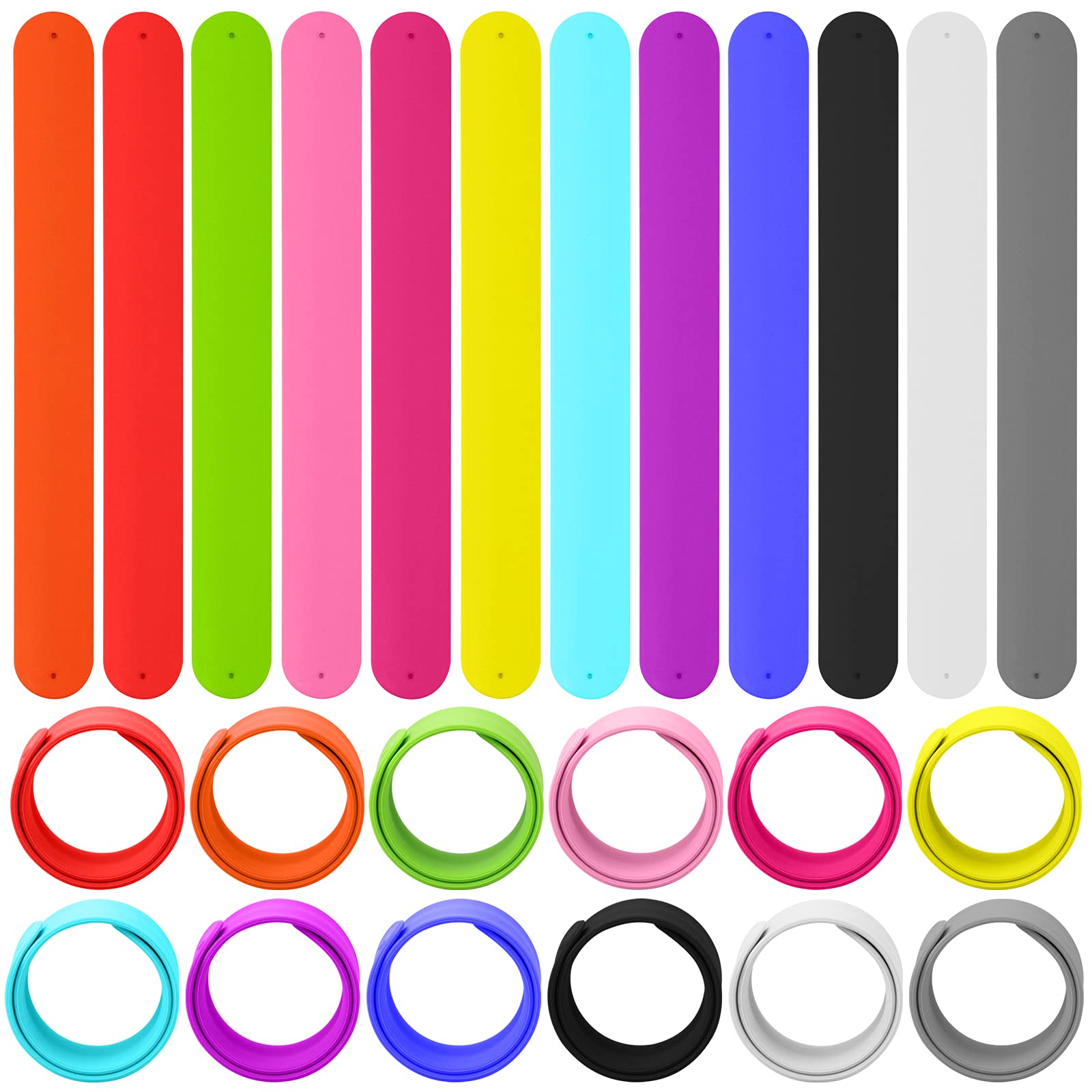 Bercoor rainbow silicone slap bracelets pack for colorful party favors