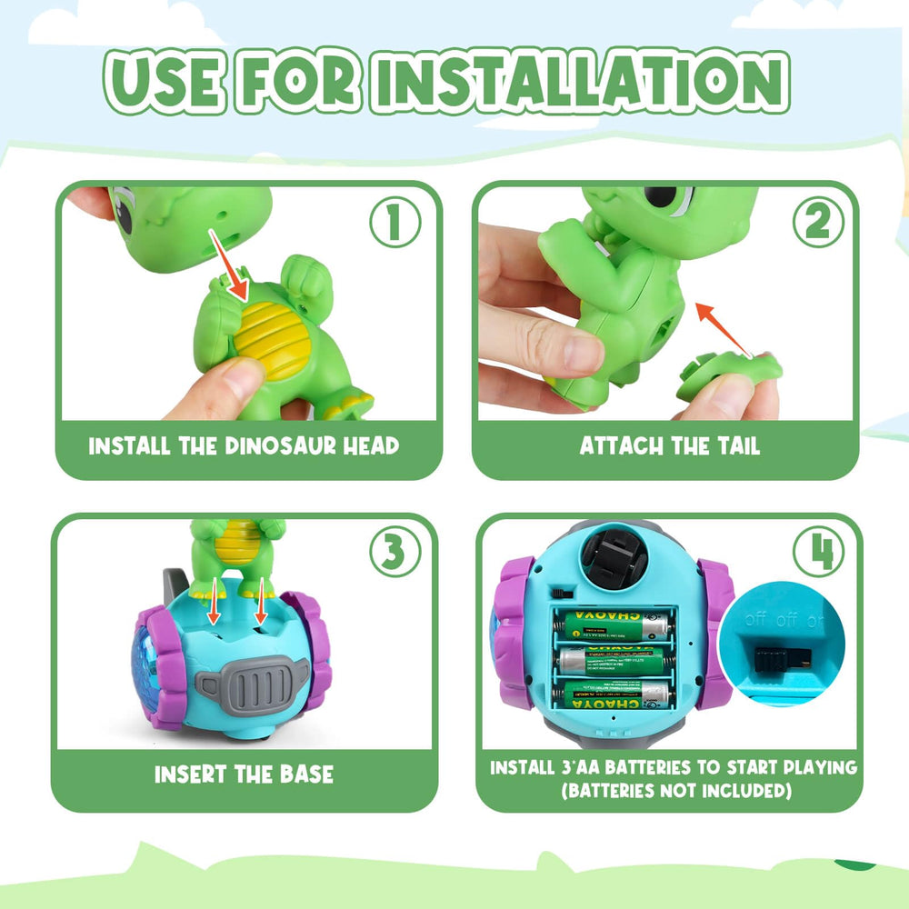 Beria dinosaur robot car kid-joy scene highlighting simple steering for ages 2-4.