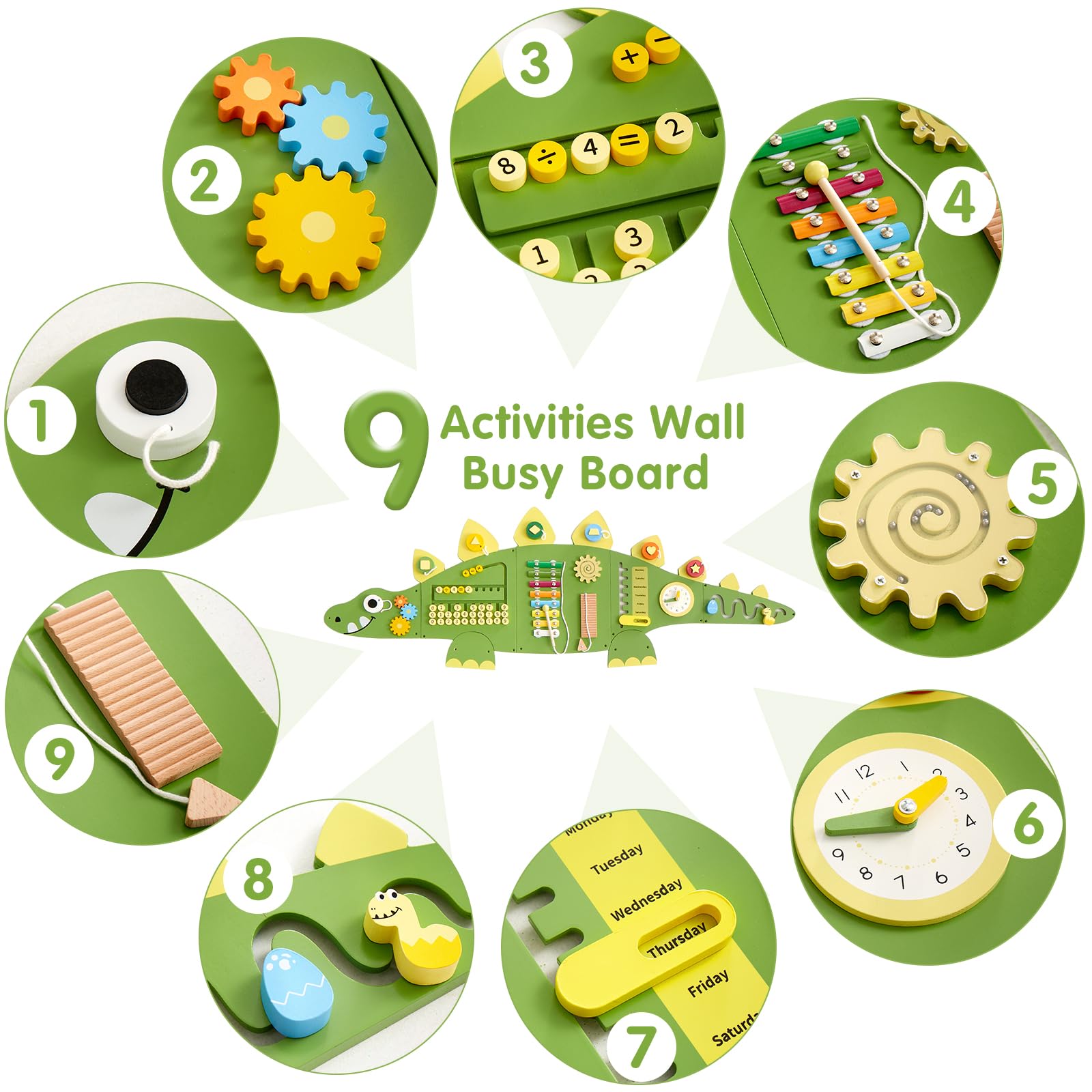 Beright Dinosaur Wall Panel Percussion Tools encourages rhythm and sensory exploration.