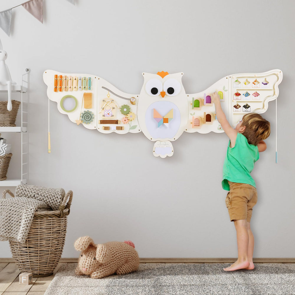 Beright Owl activity wall panel easy-installation simplifies wall setup for busy parents