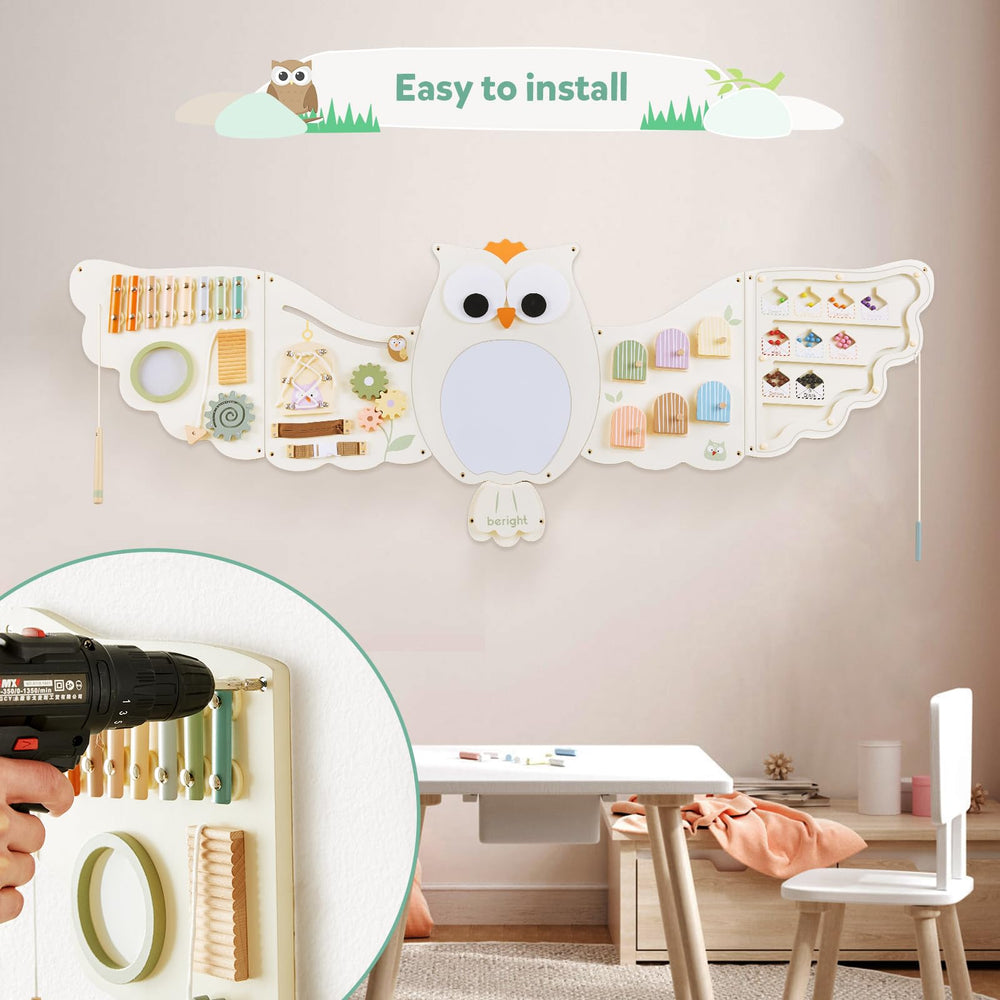Beright Owl activity wall panel percussive-instruments introduces rhythm and music awareness