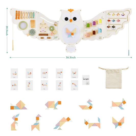 Beright Owl activity wall panel sensory-mats offer tactile exploration for toddlers