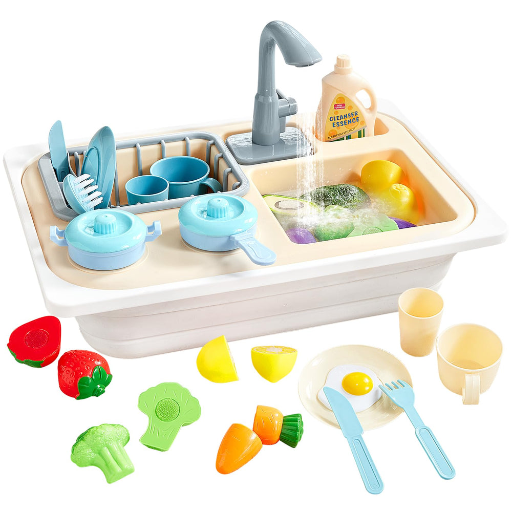 Beright play kitchen sink toy with upgraded faucet and realistic water flow for toddlers.