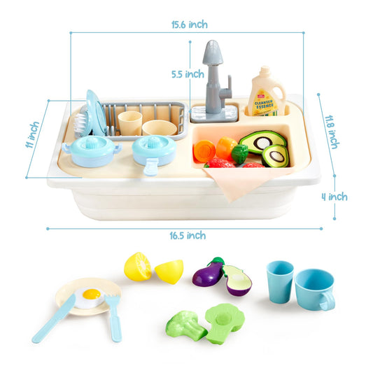 Beright sensory table companion with pretend vegetables for immersive role-play.
