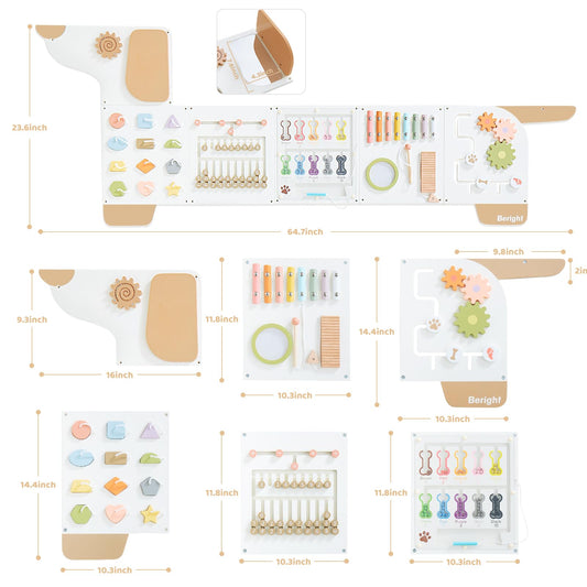 Beright Montessori wall panel with shape puzzle aids early problem-solving skills.