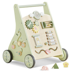 Beright wooden baby walker with push-pull design promotes motor skill development