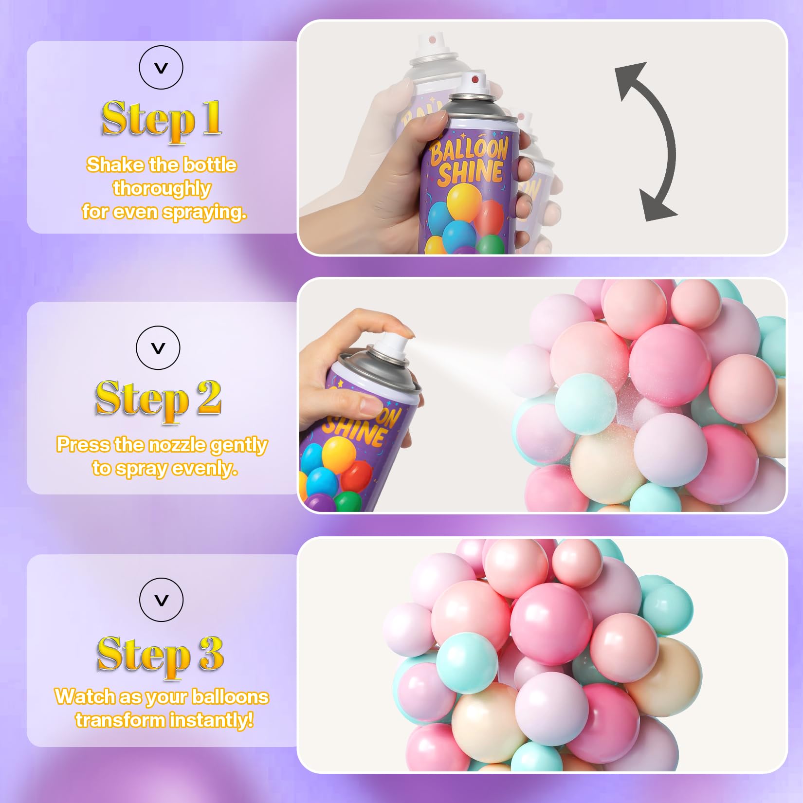 BERIOVE shine spray works on latex balloons for lasting sparkle